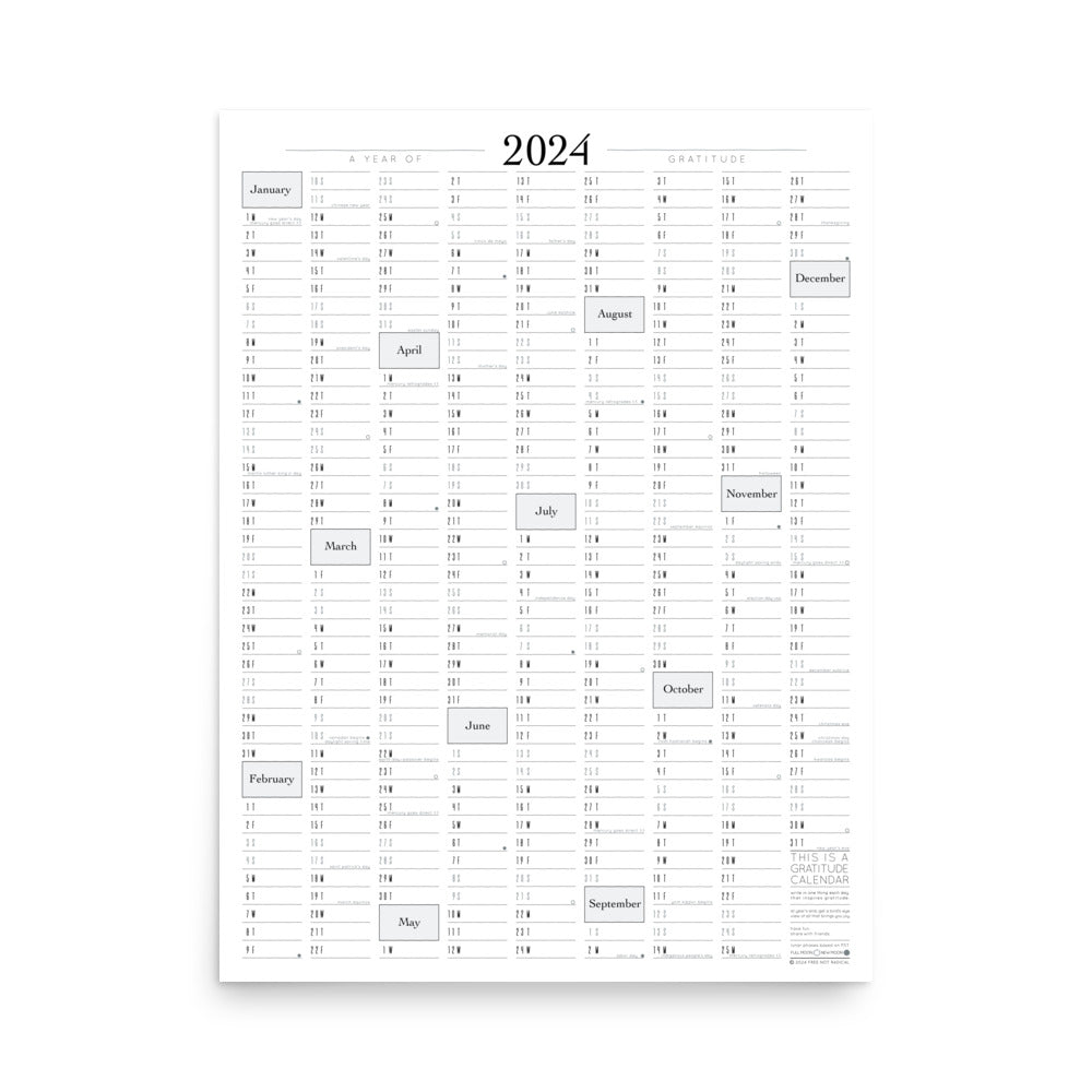 2024 Gratitude Calendar / Grayscale