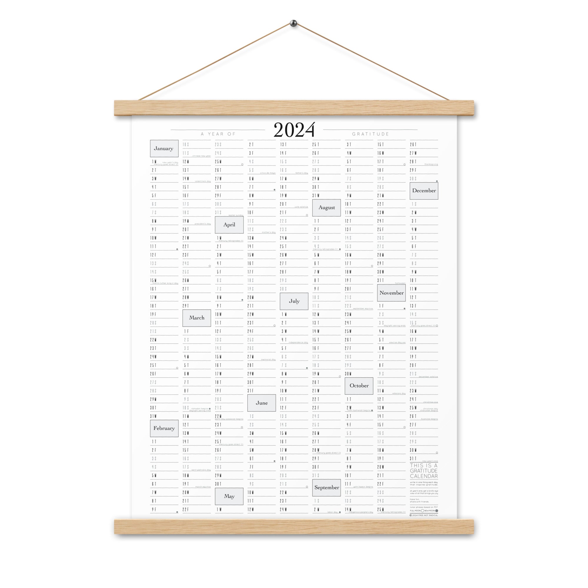Grayscale Calendar with Hanger