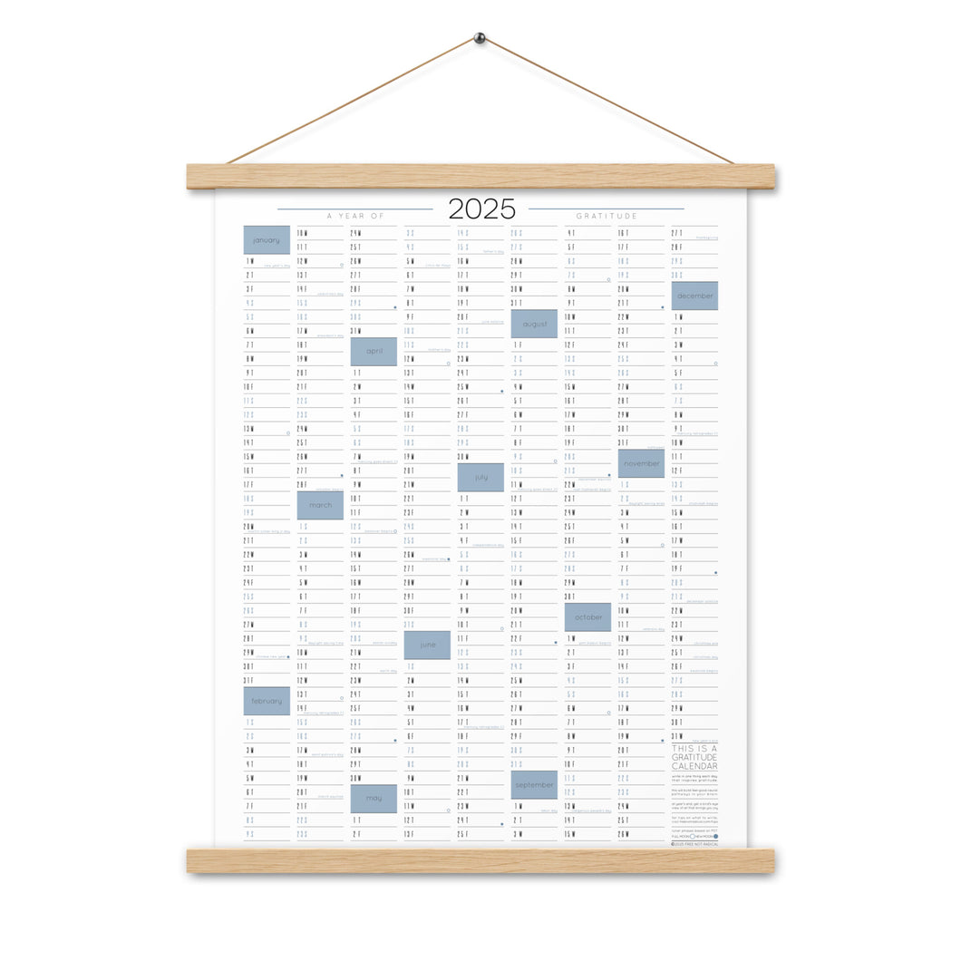 2025 Gratitude Calendar with Wooden Hanger